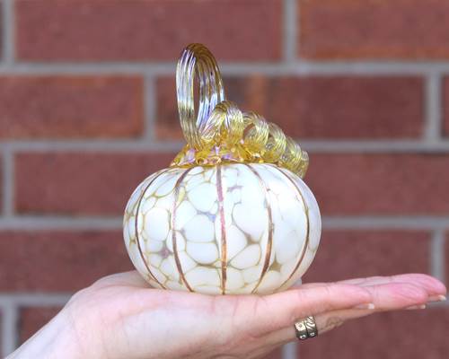 Small Glass Pumpkin in Ivory