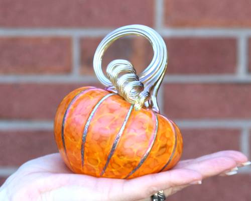 Small Tilted Glass Pumpkin in Sungold
