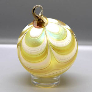 Glass Ribbon Ornament Gold and White