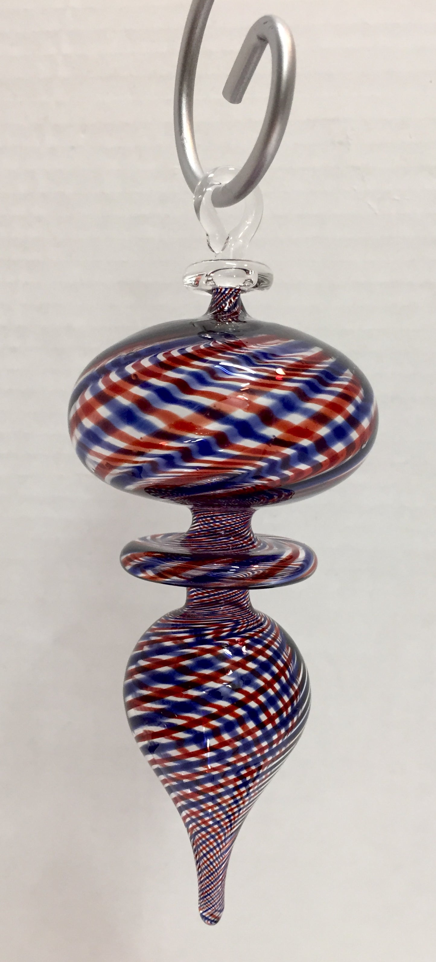 Pull Ornament Red Blue and Clear