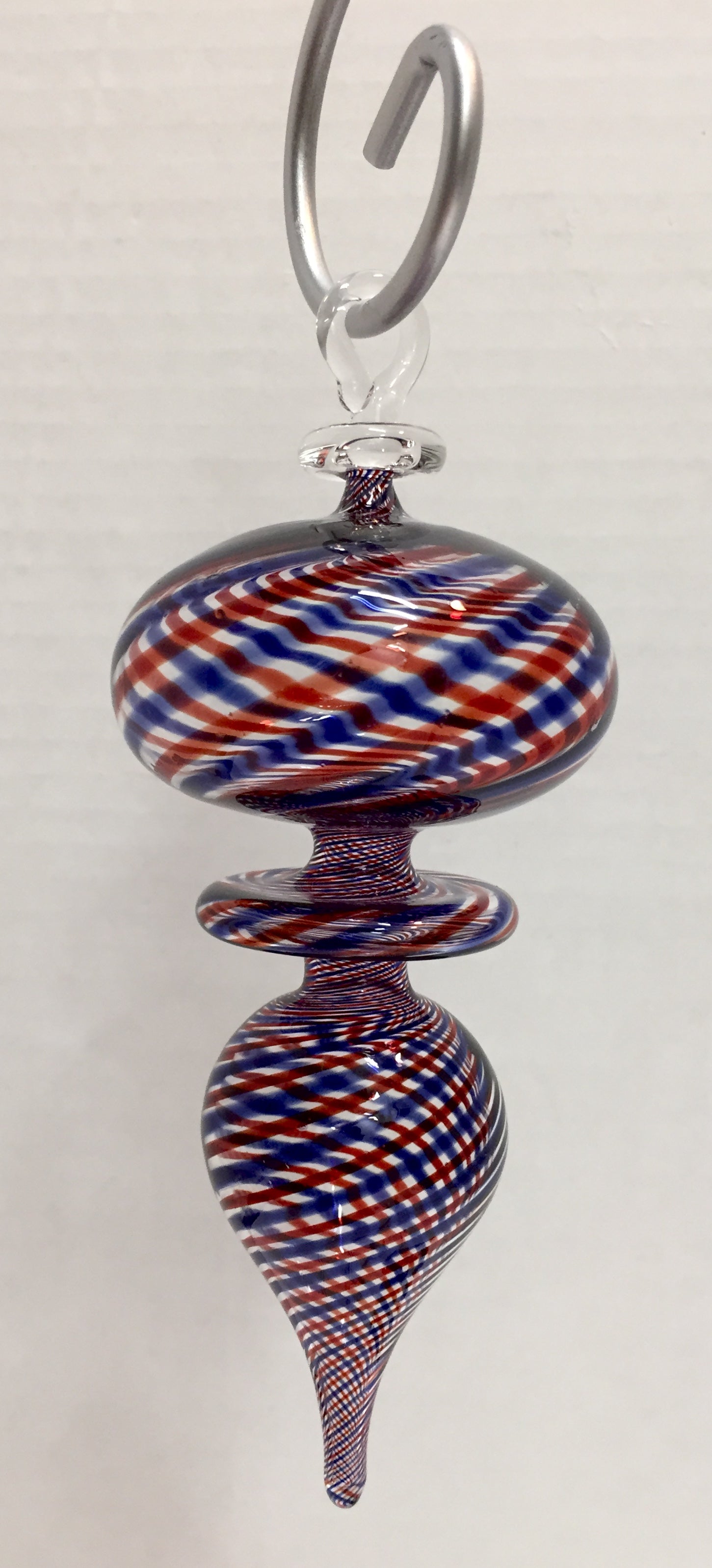 Pull Ornament Red Blue and Clear