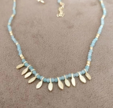 Blue Chalcedony Necklace With Gold Vermeil Discs