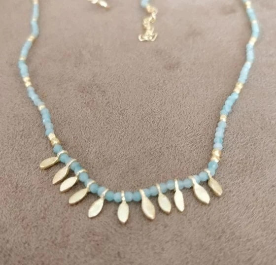 Blue Chalcedony Necklace With Gold Vermeil Discs