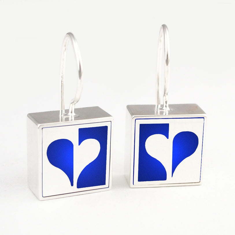 Medium Blue Heart Earrings