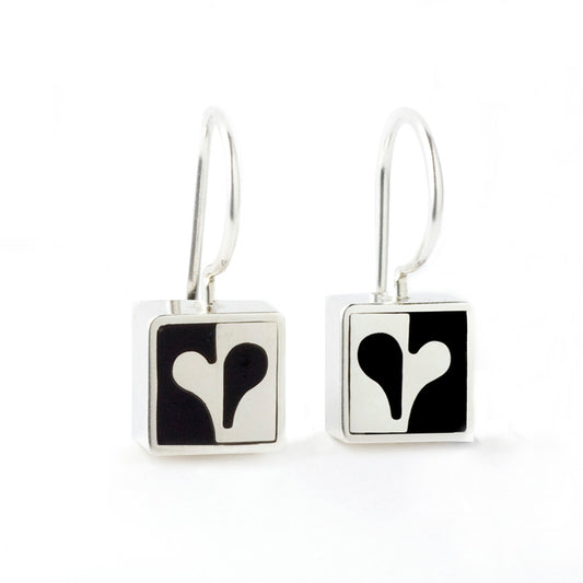 Black Heart Square Earrings