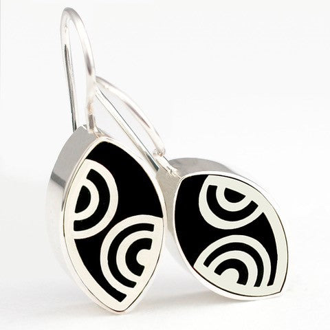 Sterling Silver Black Resin Earrings