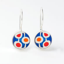 Load image into Gallery viewer, Sterling Silver and Red and Blue Resin Earrings