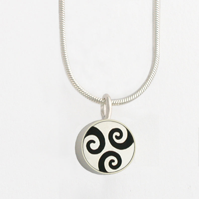 Sterling Silver and Black Onyx Resin Mini Round Pendant
