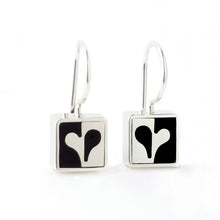 Load image into Gallery viewer, Sterling Siler Black Mini Square Heart Earrings