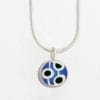 Blue and Black Silver Mini Pendant 18"