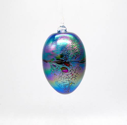 Iridescent Glass Egg Blue Purple
