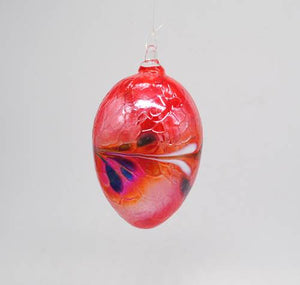 Iridescent Glass Egg Red