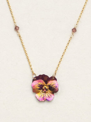 Garden Pansy Pendant Necklace Burgandy