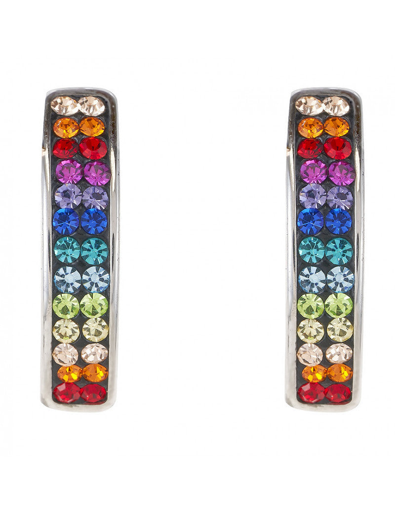Post Earring With Rounded Stainless Steel Bar of  Pave Crystals