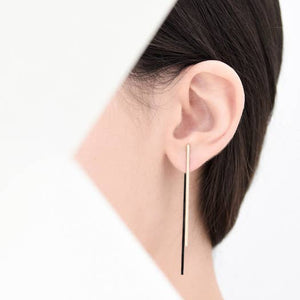 Jacket Earrings, Gold and Black Sticks