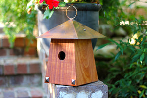 Bungalow Birdhouse in Mahogony and Copper