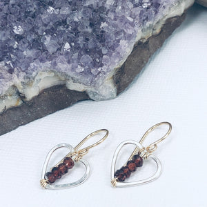 Garnet Heart Earrings