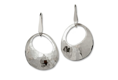 Stirling Silver Hammered Olive Earing