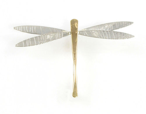 Dragonfly Pin, Sterling Silver wings, GF body