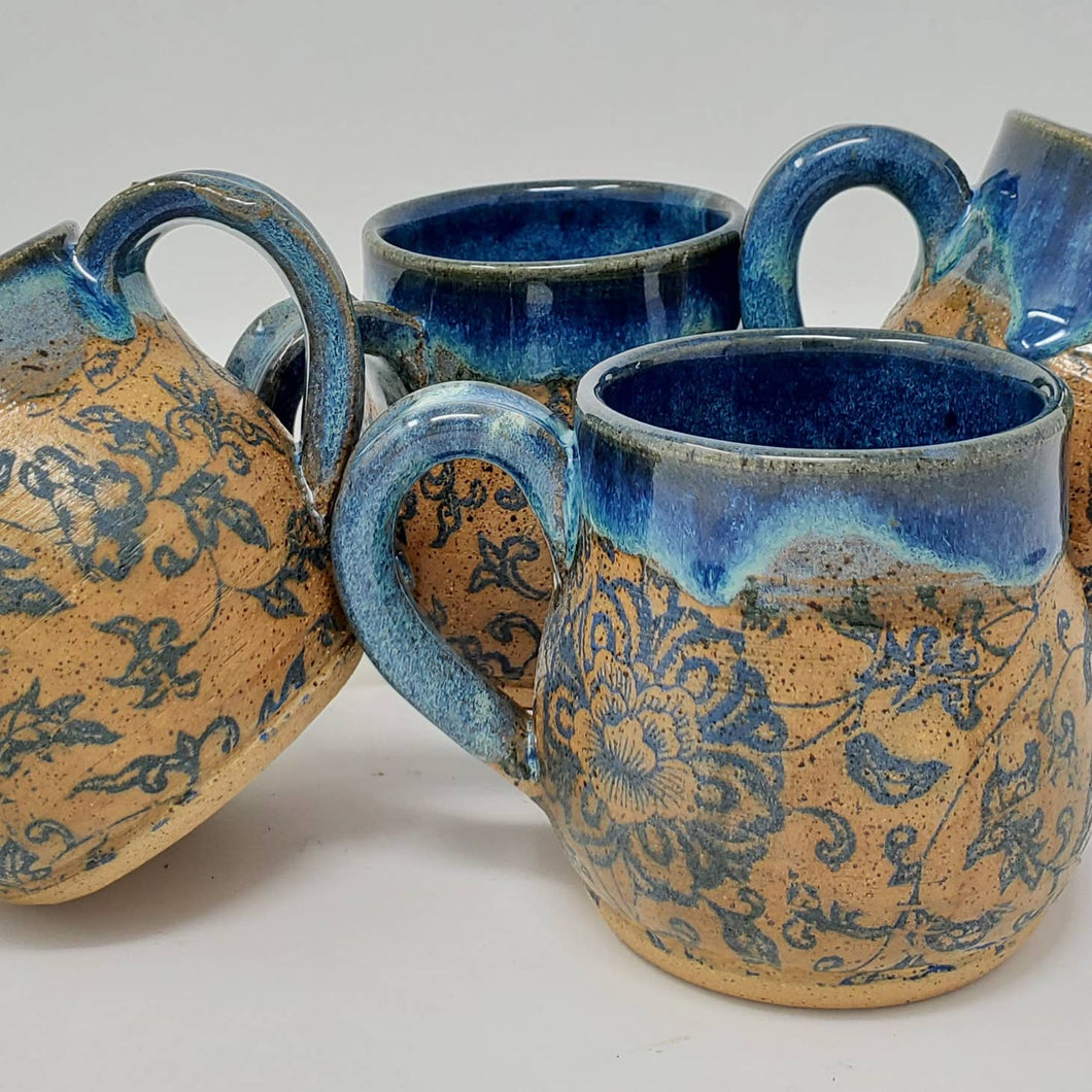 Mug, Rustic Victorian Blue Floral