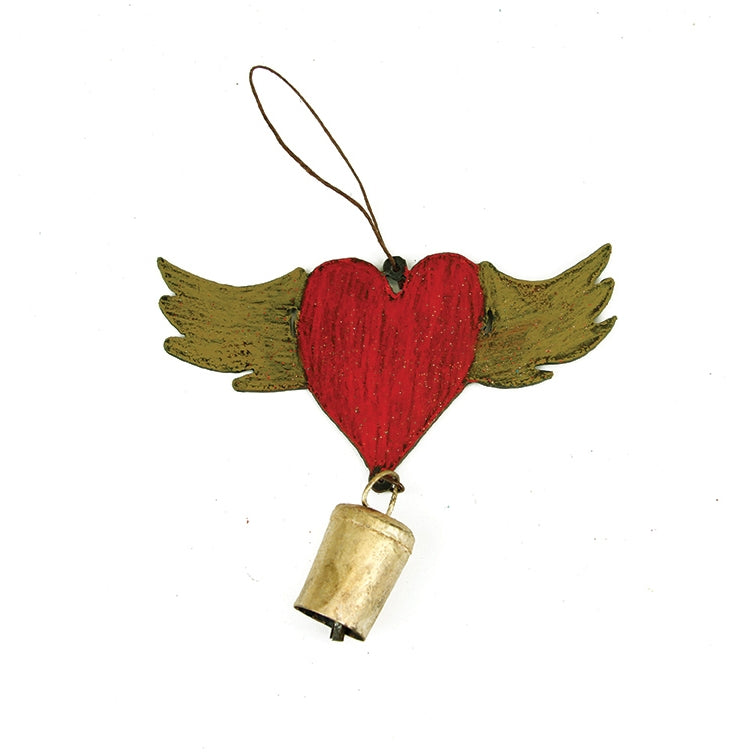Heart Wings Wind Chime Bell Mobile Rusti