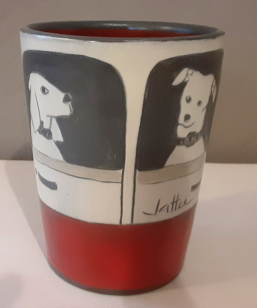 Whimsical Juice Cup With Hand Painted Dogs