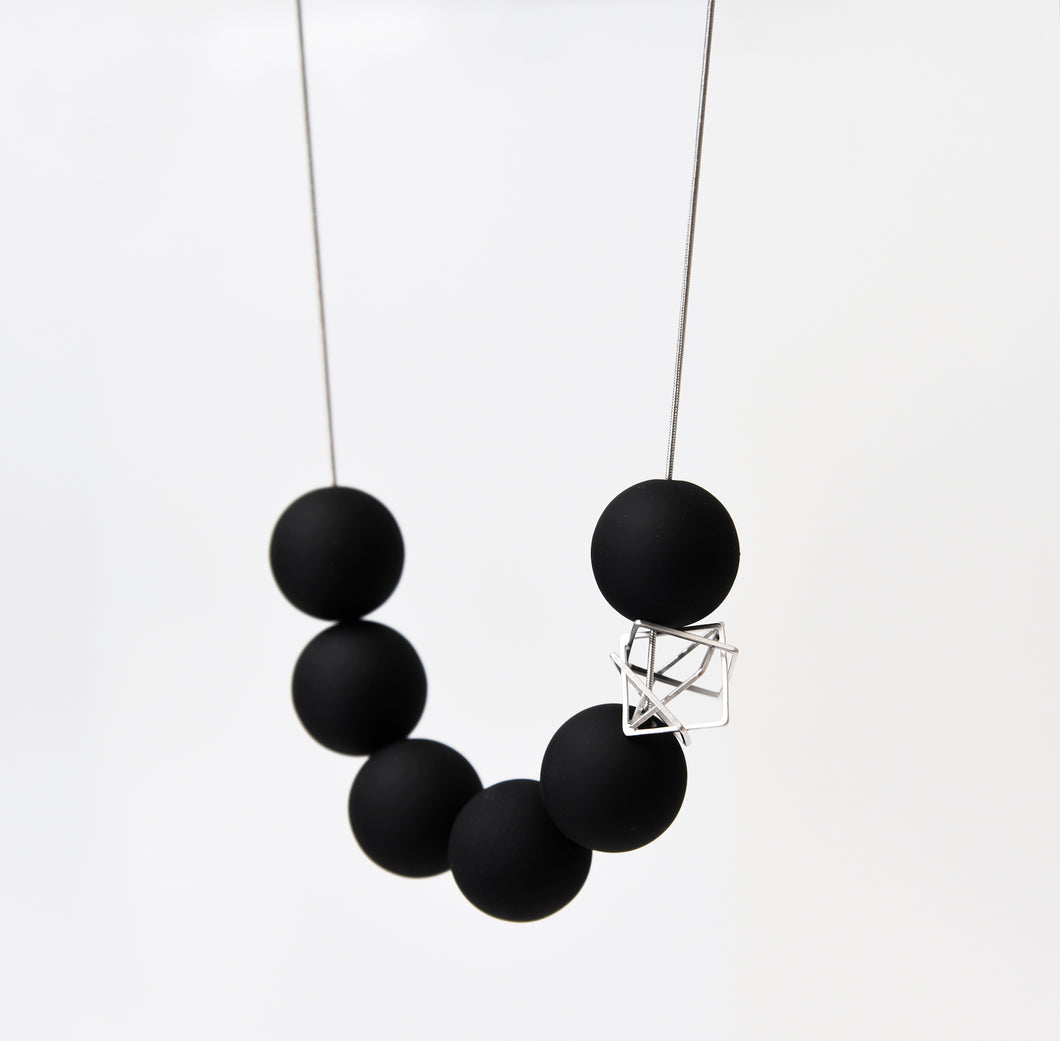 Large Black Bonbons With Silver Hexagon
