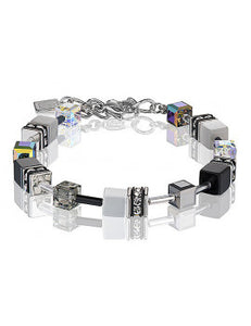 Hematite Black and White Bracelet With Crystals