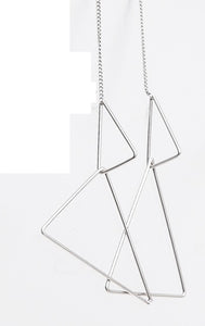 Earrings, 2 Triangle Drape Satin Silver