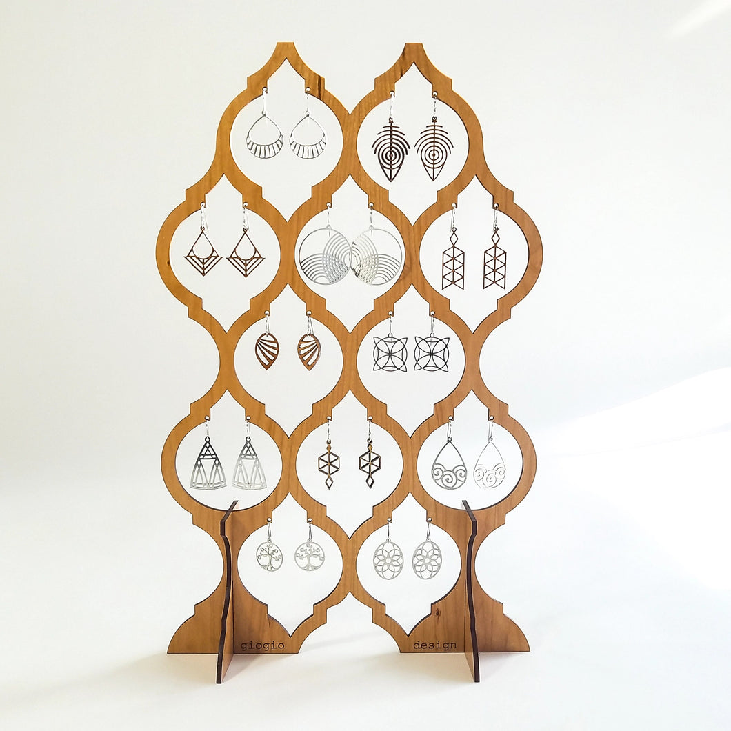 Earring Stand, Vert Cherry Wood