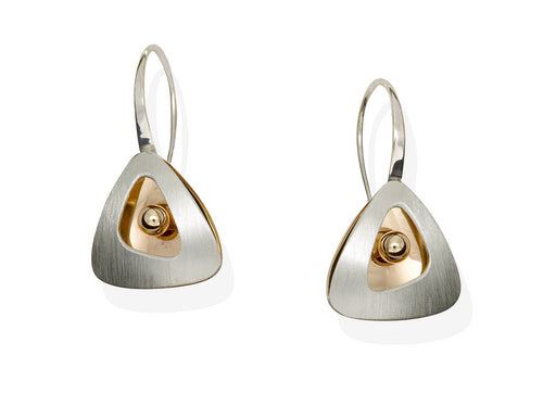 Shadowbox Sterling Earings With 14K Ball