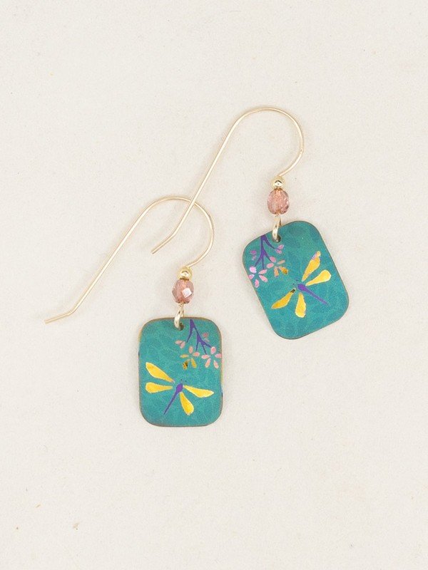 Dragonfly and Blossom Teal Earring