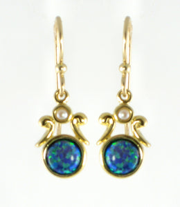 Vermeil Earrings Black Opal With Pearl