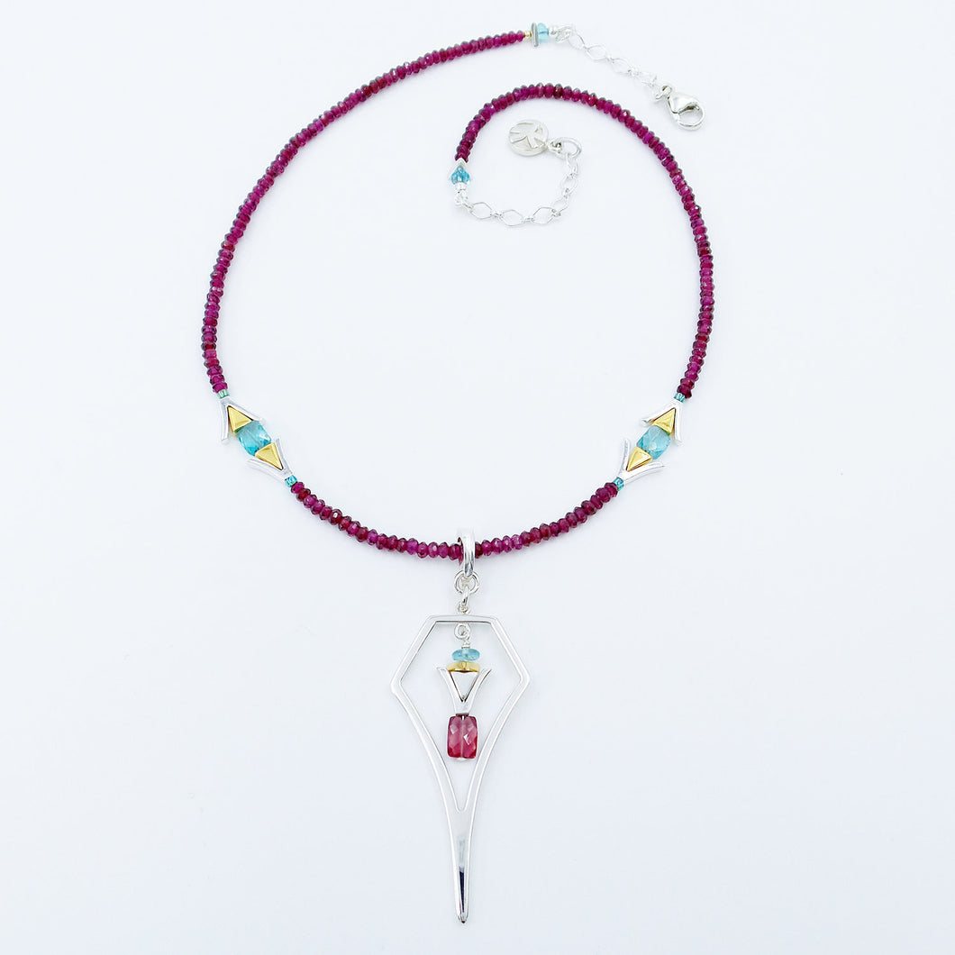 Rhodolite and Apatite Necklace