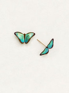 Petite Bella Butterfly Post Earrings Green Flash