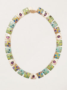 Garden Sonnet Necklace in Green and Purple