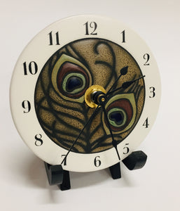 Ceramic Clock, Nouveau Feather Design
