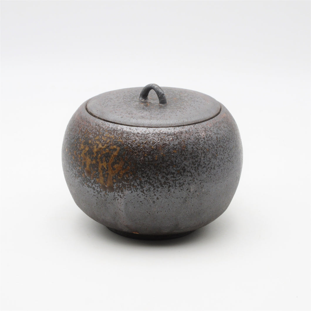 Stoneware Lidded Jar With Wood Ash Glaze