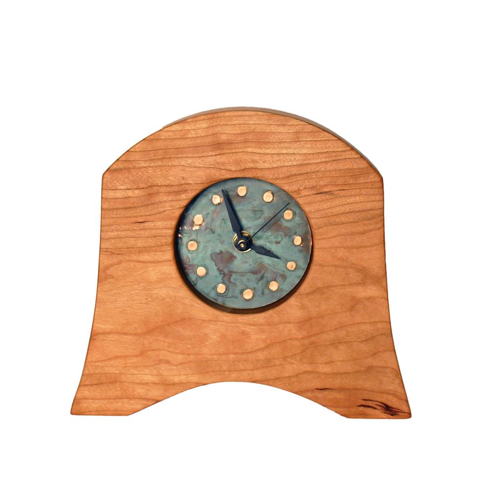 Cherry Clock With Distinct Copper Patina Face