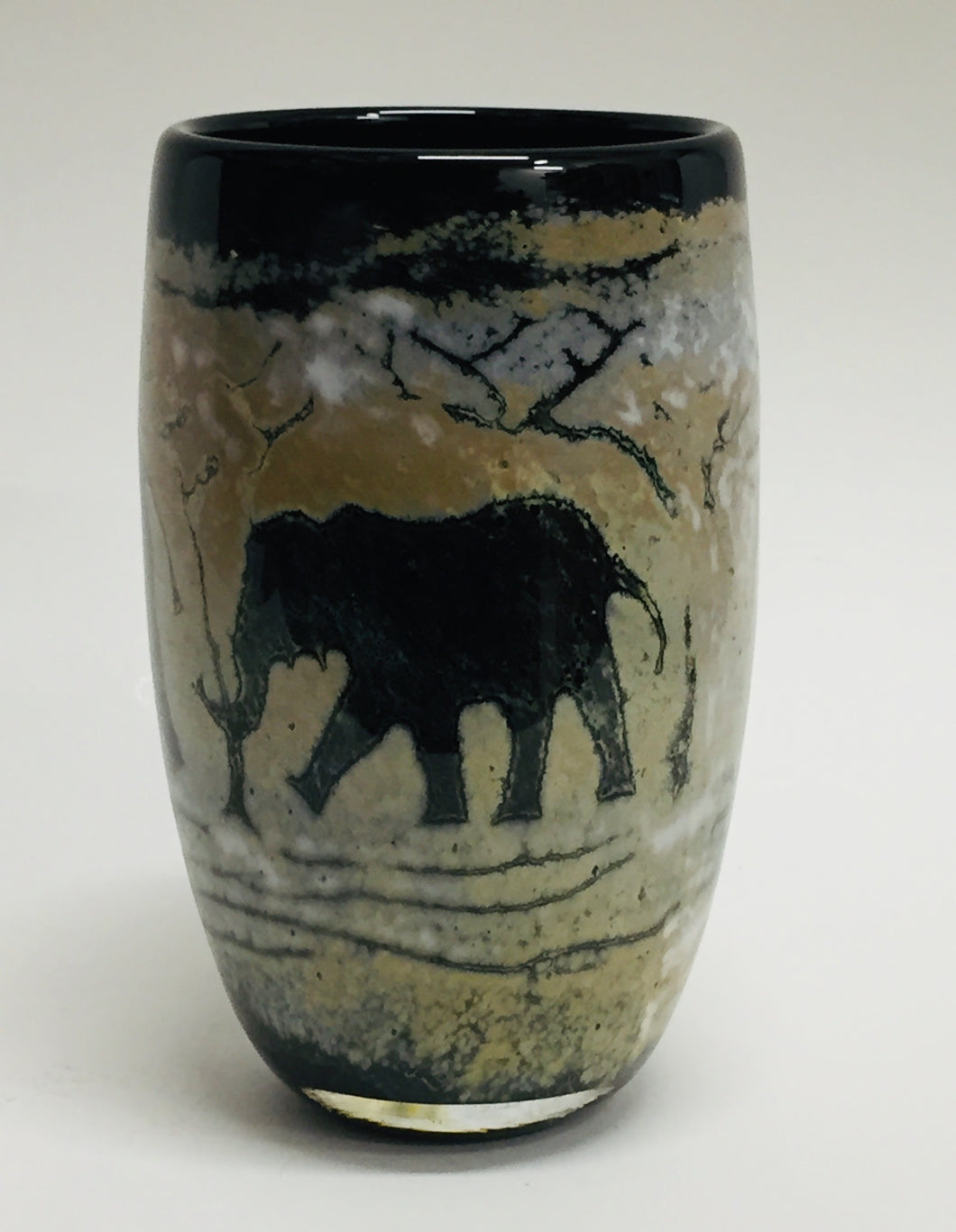 Small Cylinder Vase Elephant Black