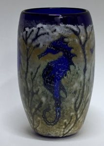 Small Cylinder Vase Seahorse Blue