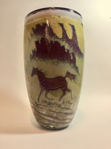 Large Copper Red Horse Vase