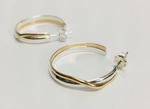 Earrings Gold and Silver Hoop Large