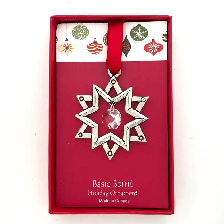 Star With Crystal Pewter Ornament