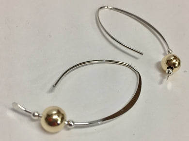 Earrings Thin Curve With Gold Ball