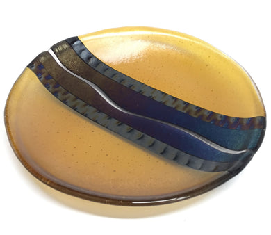 Shallow Amber Glass Bowl
