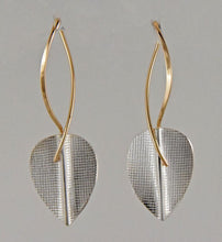 Load image into Gallery viewer, Strearling and 14K Leaf Earrings
