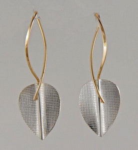 Strearling and 14K Leaf Earrings