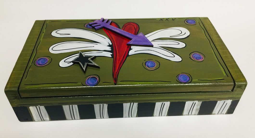Flip Top Box With Heart and Wing