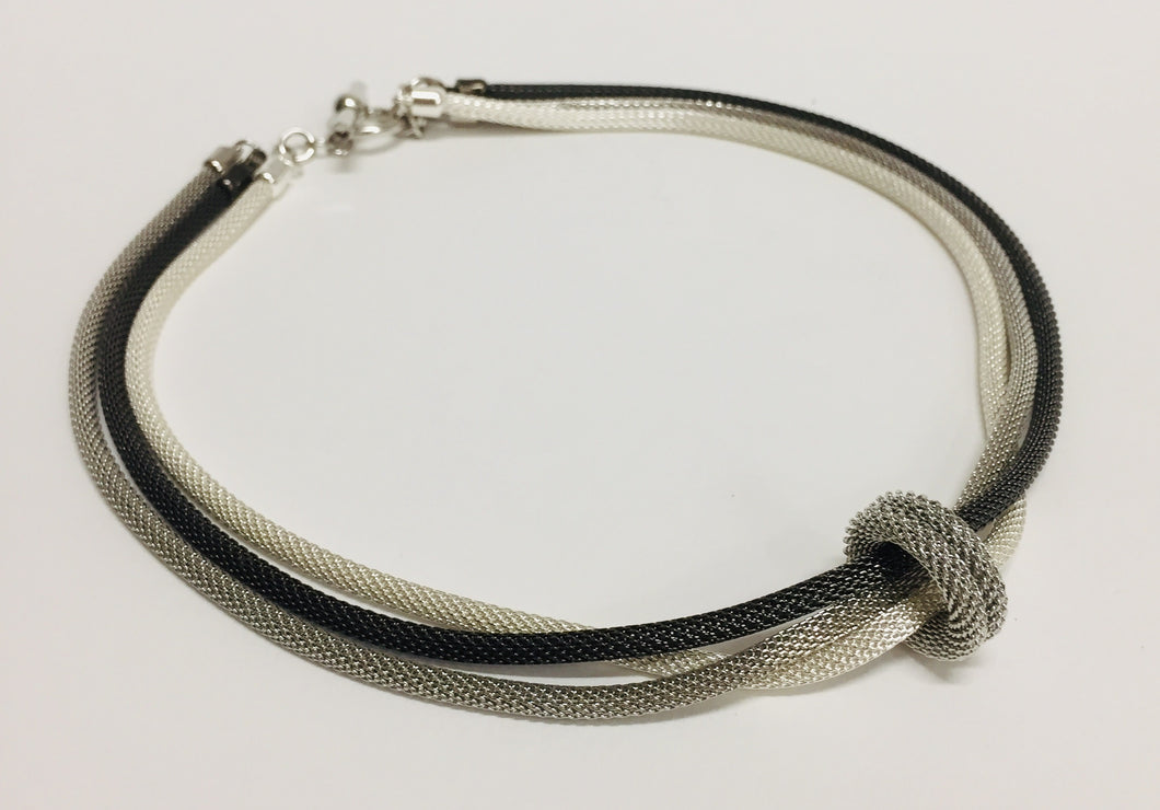 3-Strand Mesh Necklace with Floating Ring